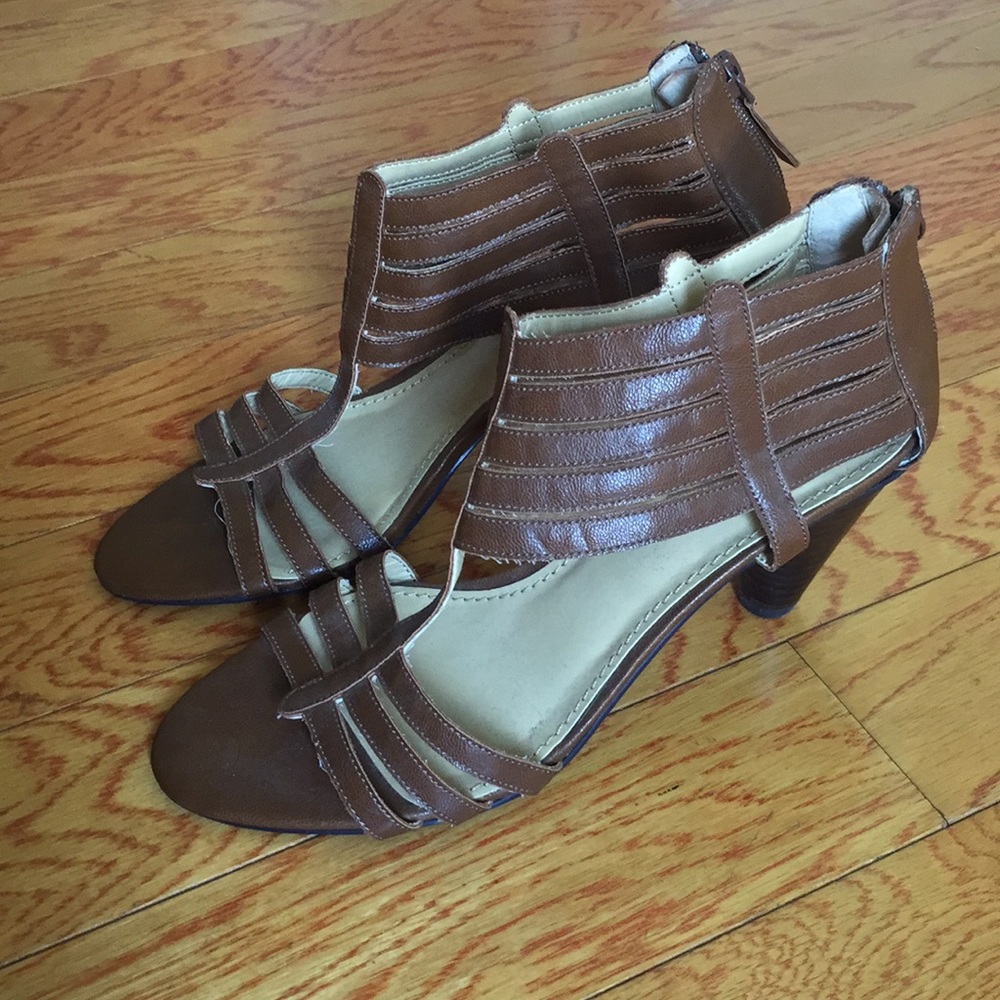 Nine West Brown Heels - Zip Back